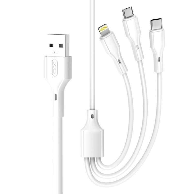 XO Chargeur NB230 3En1 USB-C + Lightning + Micro-USB