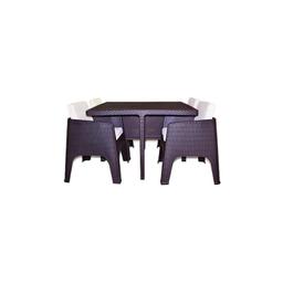 Salon de Jardin "GAMMARTH" Wengue 4 Chaises Coussins + Table