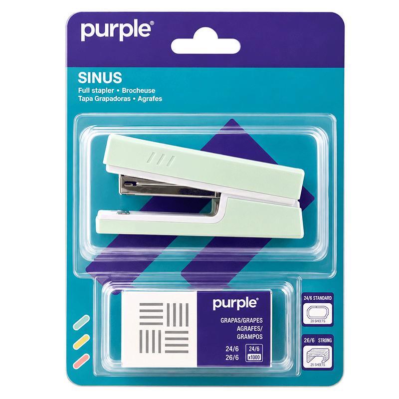 Purple Agrafeuse + Paquet d’agrafes Bi-color Sinus