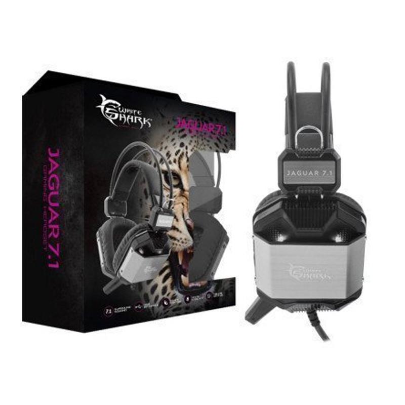 WHITE SHARK Casque Gamer SHARK JAGUAR-7.1 & Argent GH-1946