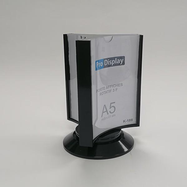 Display K-188, Porte Affiche Rotatif 3 Faces A5 Transparent