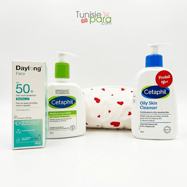 DAYLONG TROUSSE FACE SENSITIVE SPF50+CETAPHIL LOTION HYDRATANTE+LOTION NETTOYANTE
