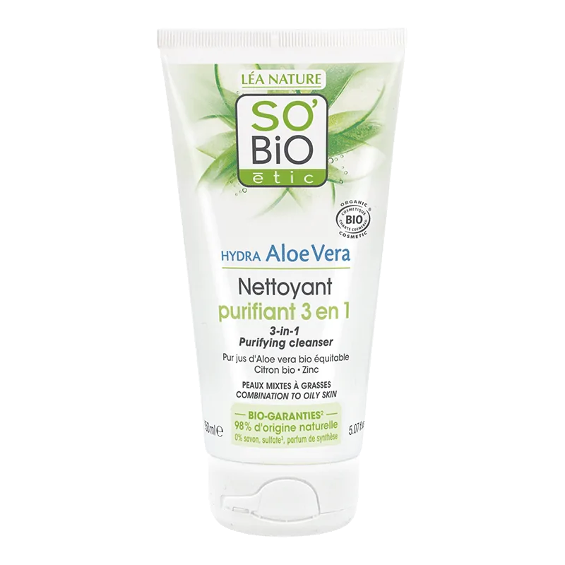 Nettoyant Purifiant 3 en 1 Aloe Vera Bio, Tube de