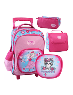 Cute Style : Sac à dos double face + Porte goûter + Trousse Cool School