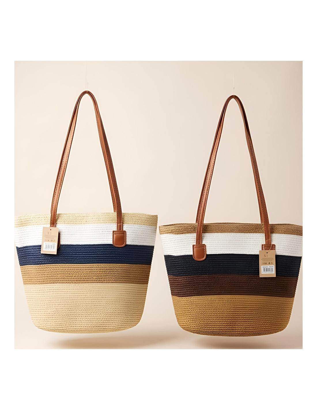Cabas Femme Rayé Tressé Style Marin Chic & Élégant