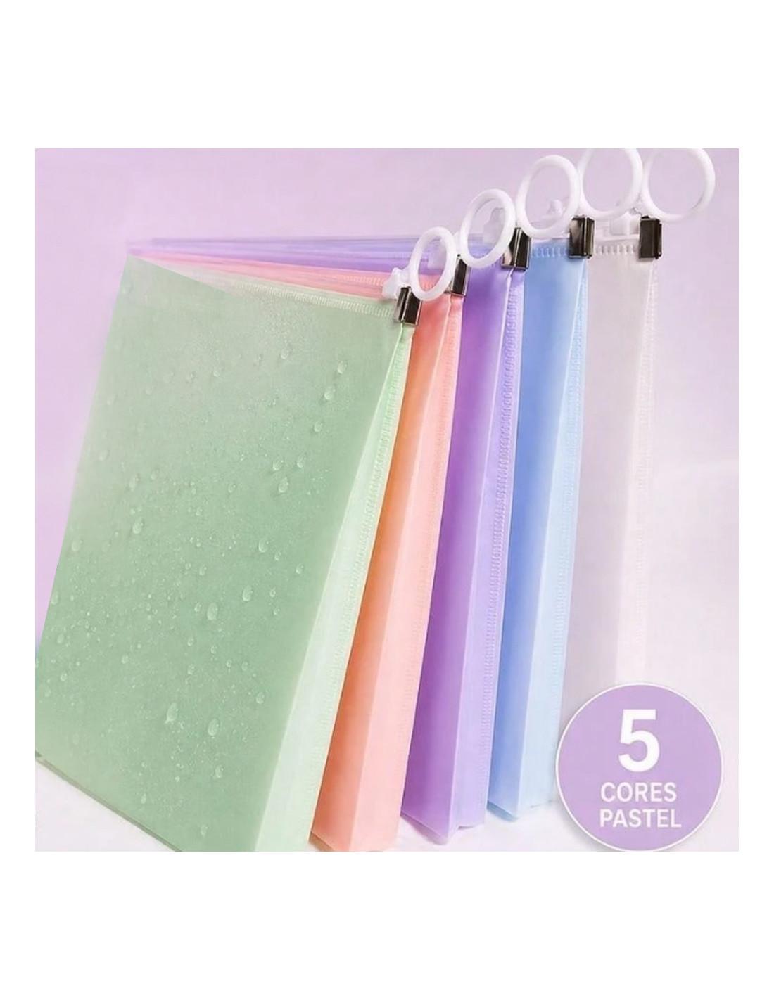 Enveloppe de Rangement Zippée A5 Uni Couleurs Pastel