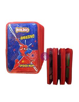 Garnie Trousse 3 Compartiments Spider-Man, Kalino Réf.10276