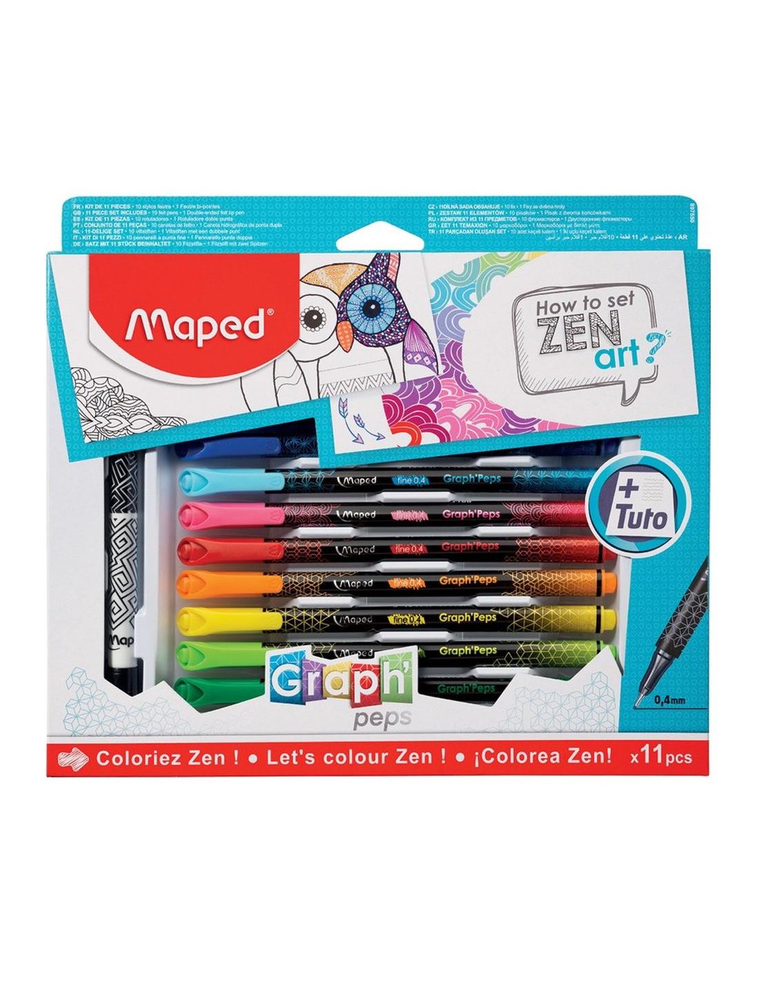 Maped Feutres Graph'Peps Zen Art 8pcs + Tuto Réf.897550