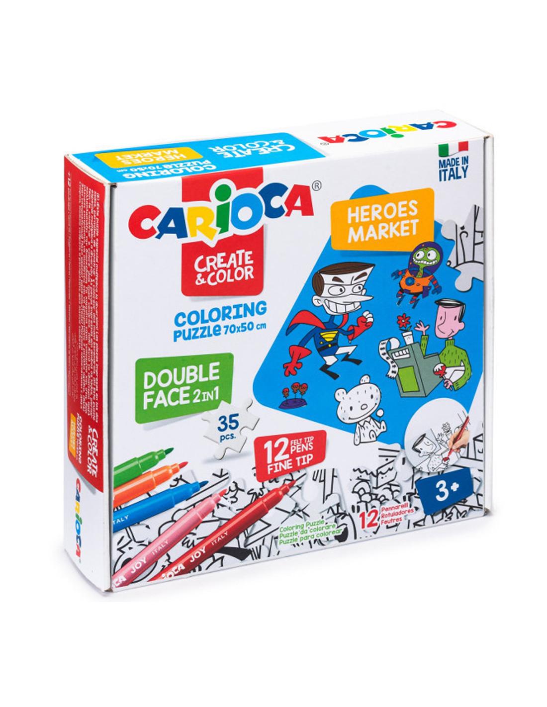 Puzzle À Colorier + 12 Feutres, Heroes Market Carioca