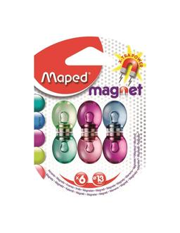 Maped 6 Aimants Translucides Colorés 16mm, Réf.517111