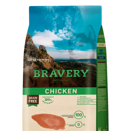 BRAVERY SMALL SANS CEREALES CHIOT AU POULET 600 Gr