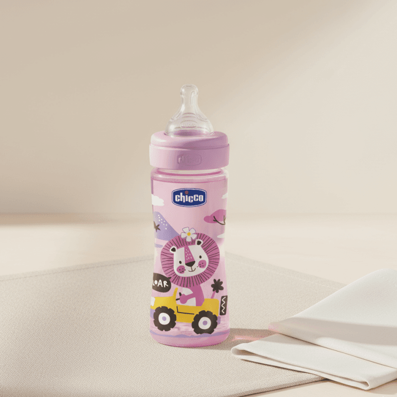 Chicco Biberon Rose Décor Lion En Verre