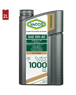Moteur YACCO VX 1000 LL 0W40 Bidon 2L