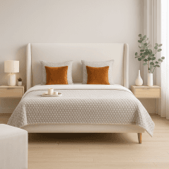 Lit Matelassé Revêtu en Tissu À Oreillette Byron : Élégance Confort Redéfinis