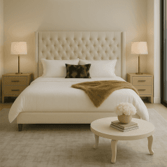 Prestige Lit Capitonné à Oreillette : Style Chesterfield pour une Ambiance Prestigieuse