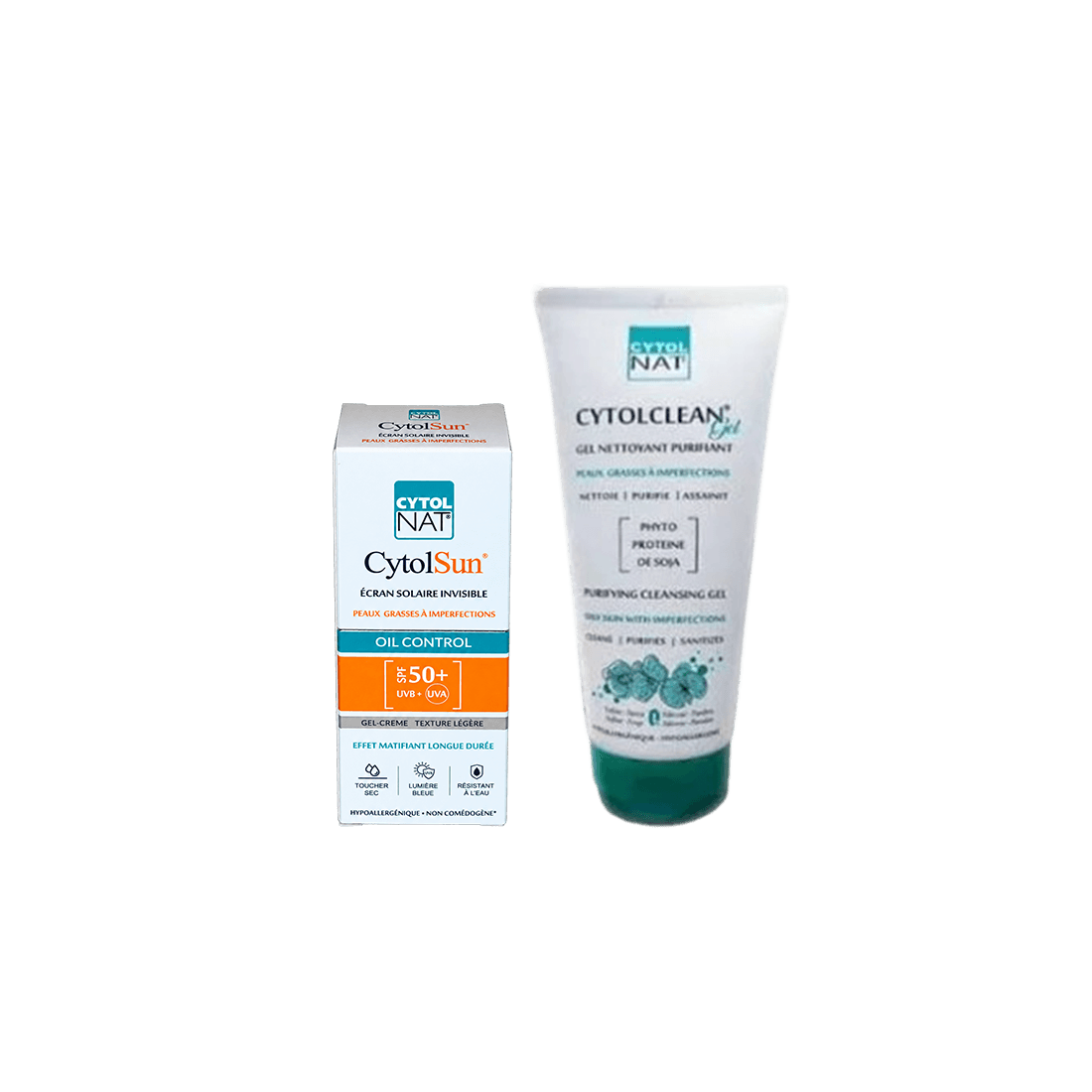 CYTOLNAT PEAUX GRASSES À IMPERFECTIONS — CYTOLSUN OIL CONTROL SPF 50+ + CYTOLCLEAN