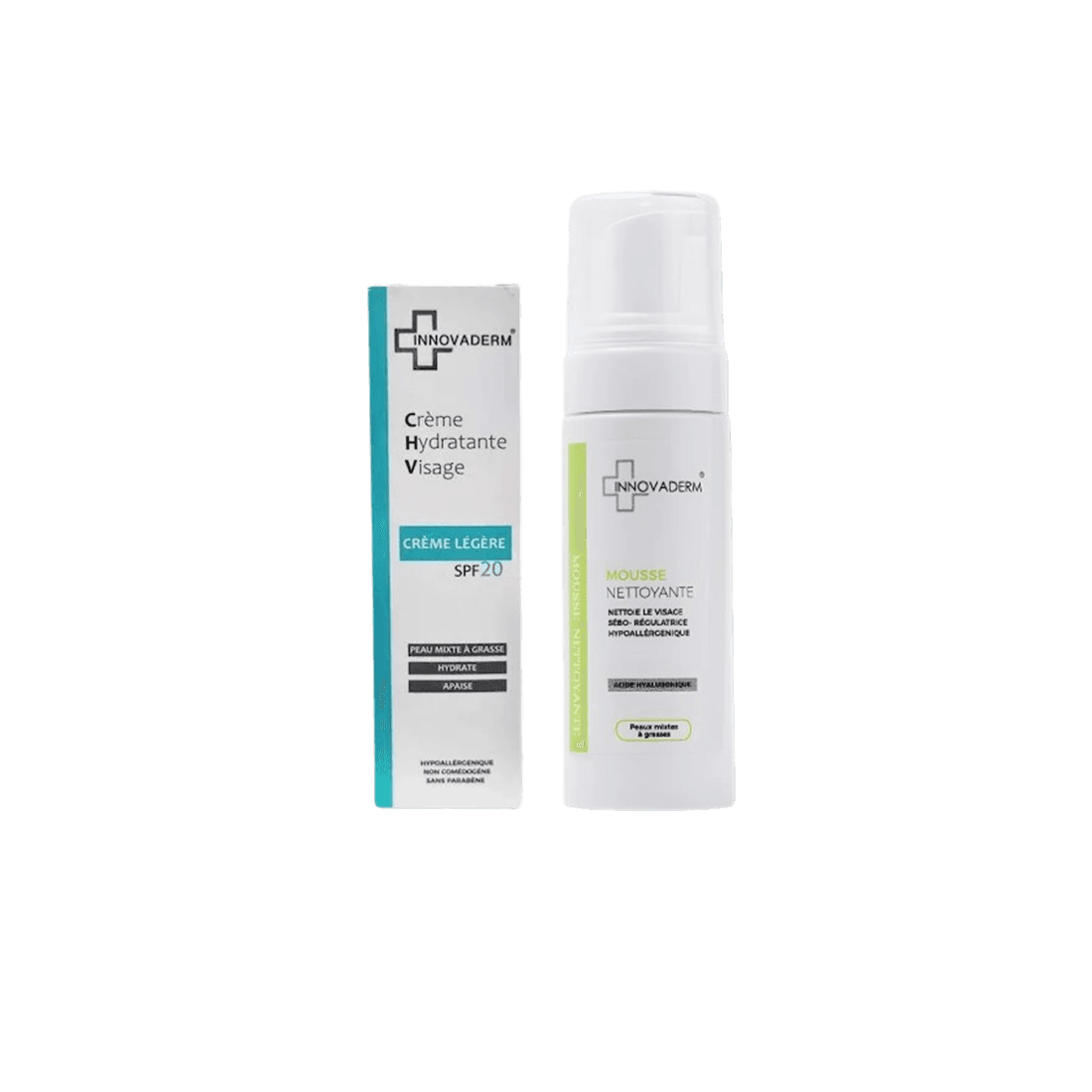 INNOVADERM PEAUX MIXTES À GRASSES — HYDRATANTE VISAGE LÉGÈRE SPF 20 + MOUSSE