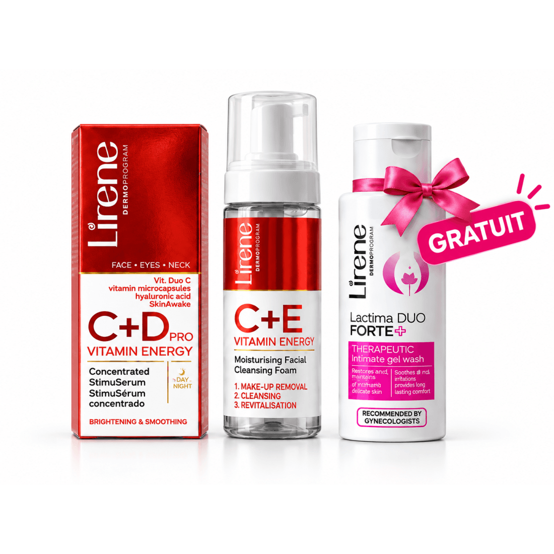 LIRENE VITAMIN ENERGY C+D PRO STIMUSERUM + C+E MOUSSE NETTOYANTE 150 ML +