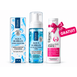 LIRENE AQUA BUBBLES HYDRO-SERUM + MOUSSE NETTOYANTE 150 ML + LACTIMA DUO