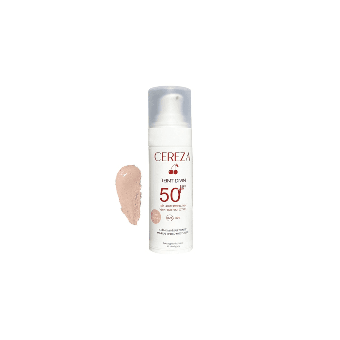 CEREZA TEINT DIVIN ÉCRAN SOLAIRE MINÉRAL TEINTÉ SPF50+ BEIGE PORCELAINE