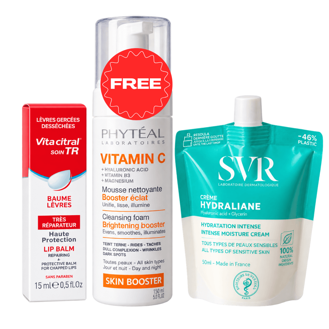 SVR PHYTÉAL VITAMIN C MOUSSE NETTOYANTE + HYDRALIANE CRÈME 50 ML + VITA