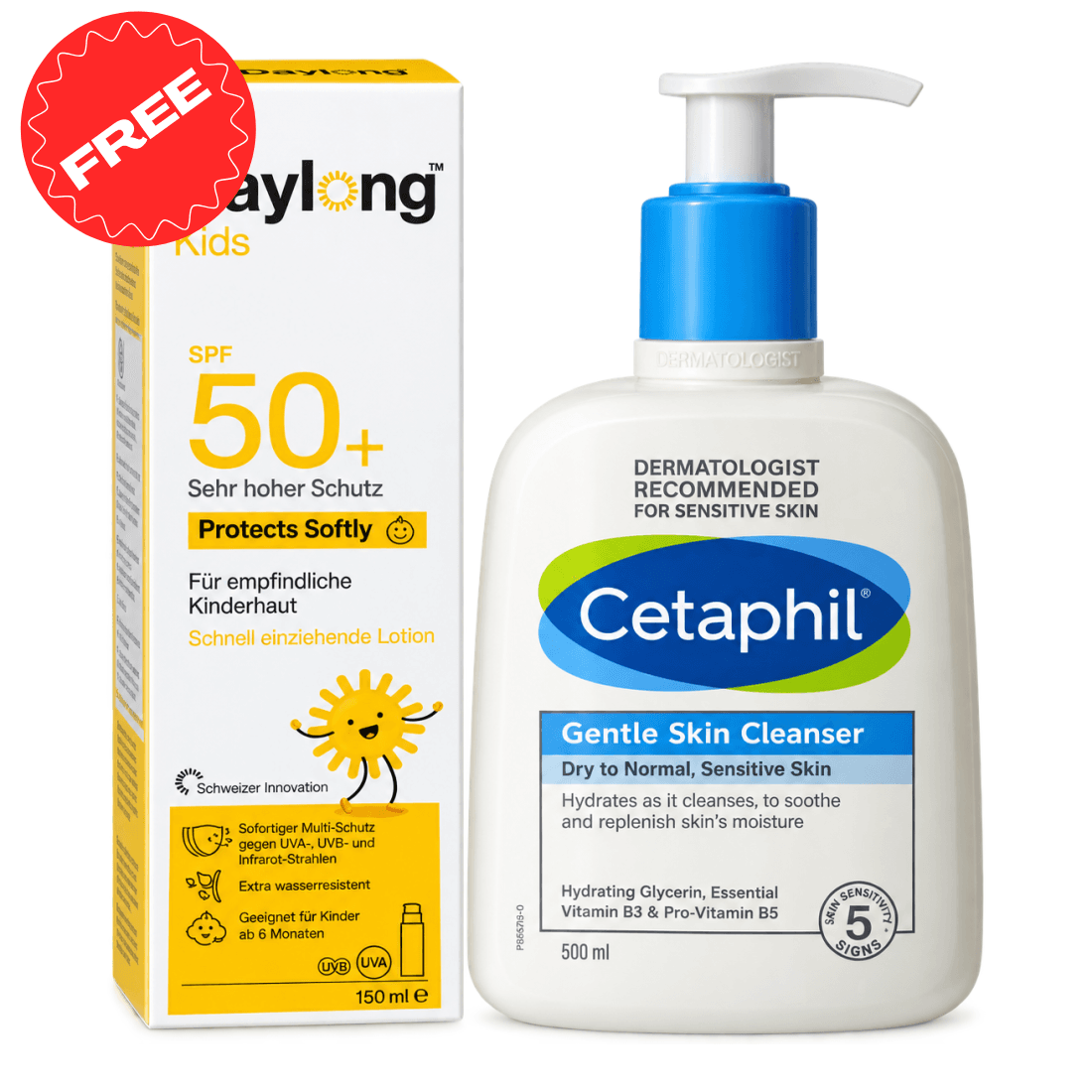 DAYLONG KIDS LAIT SOLAIRE SPF 50+ + CETAPHIL GENTLE SKIN CLEANSER 500 ML