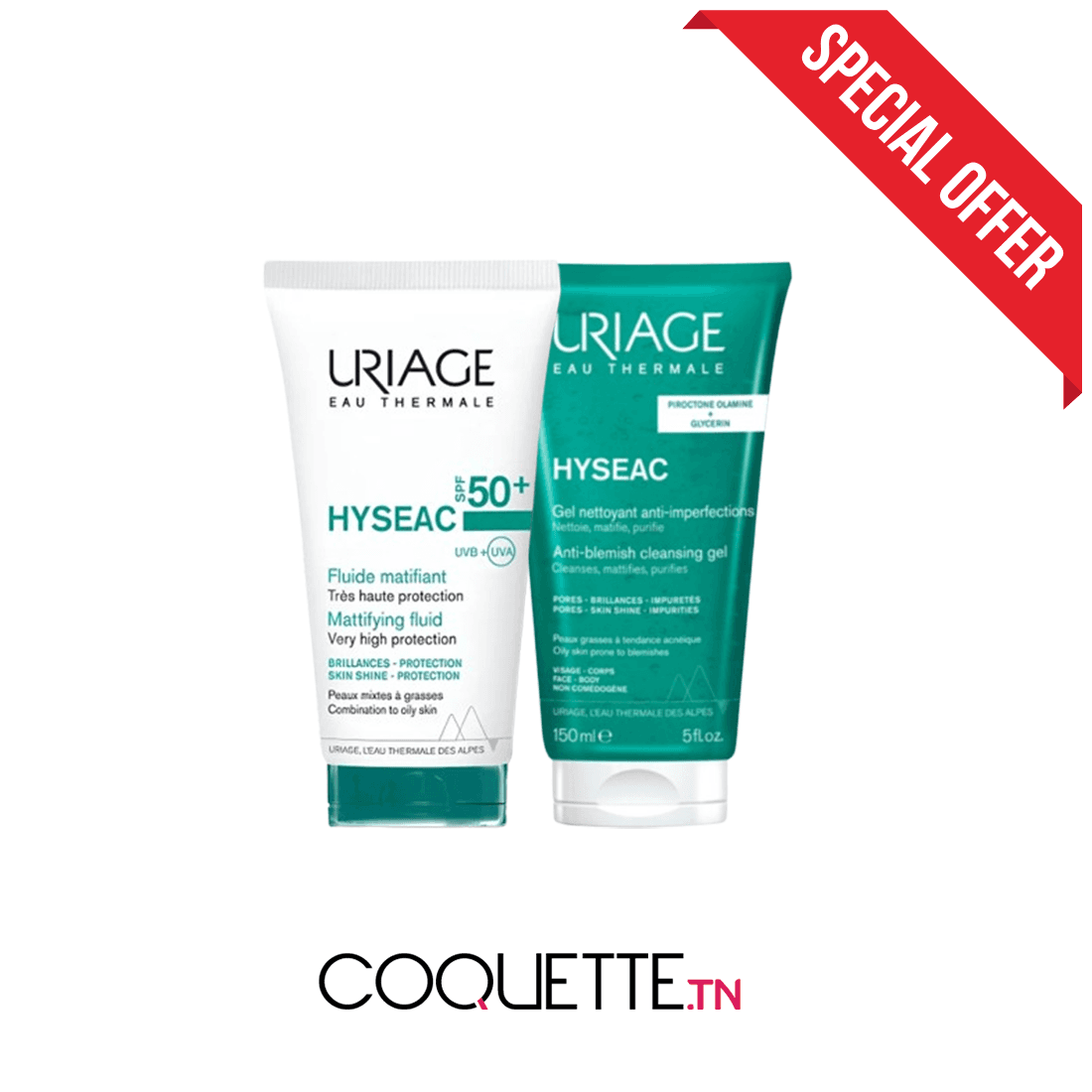 Uriage PACK HYSEAC ECRAN FLUIDE SPF50+ + HYSEAC GEL NETTOYANT 150ML