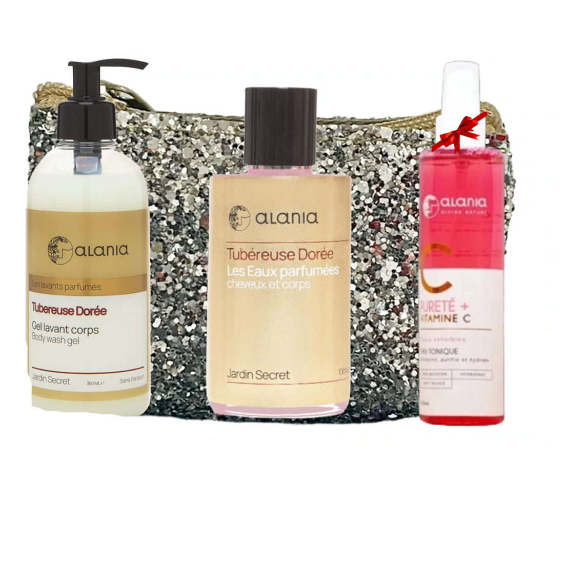 ALANIA COFFRET TUBEREUSE DOREE GEL LAVANT CORPS +EAU PARFUMEE 100 ML+EAU TONIQUE
