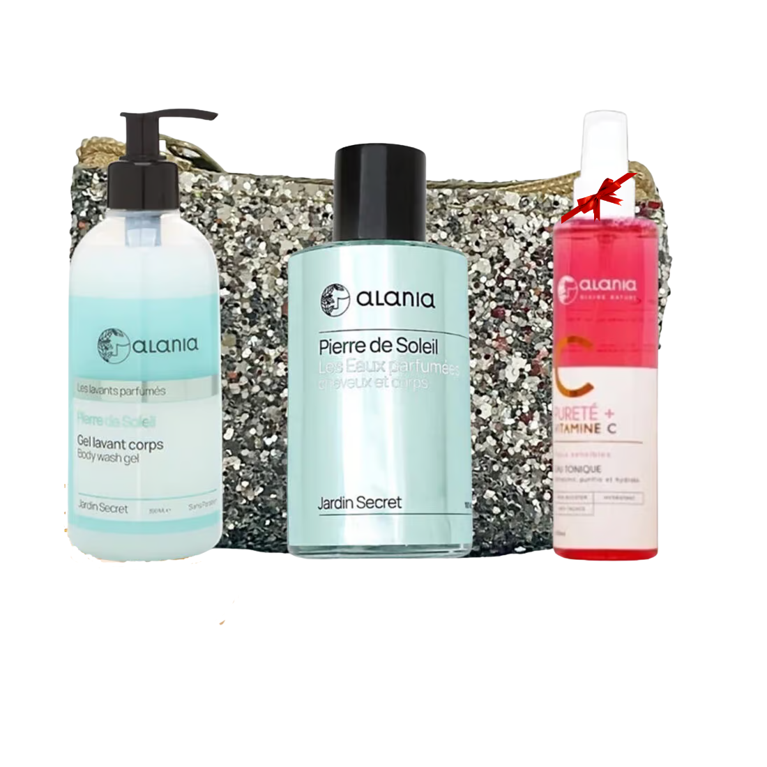 ALANIA COFFRET PIERRE DE SOLEIL GEL LAVANT CORPS +EAU PARFUMEE 100 ML+EAU TONIQUE