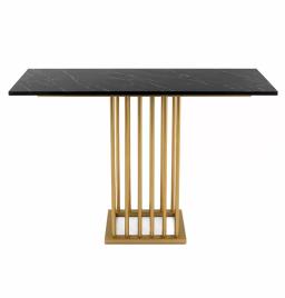 Design MARMARA Plateau Effet Marbre Piétement Colonne Doré