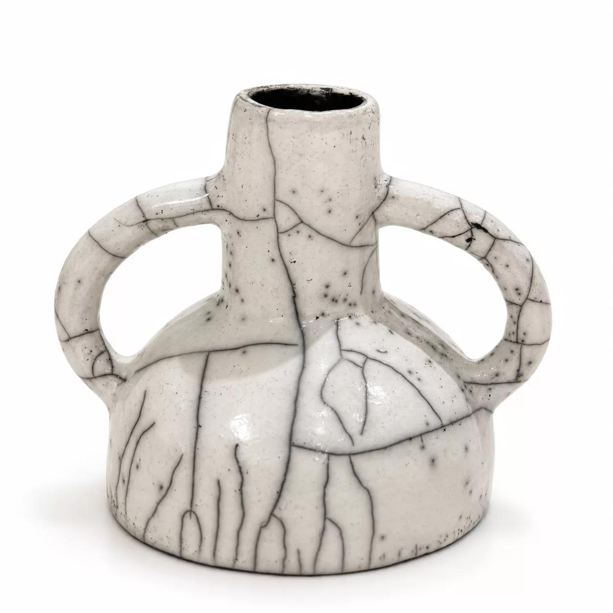 Vase Raku à doubles anses Céramique artisanale H 20 cm
