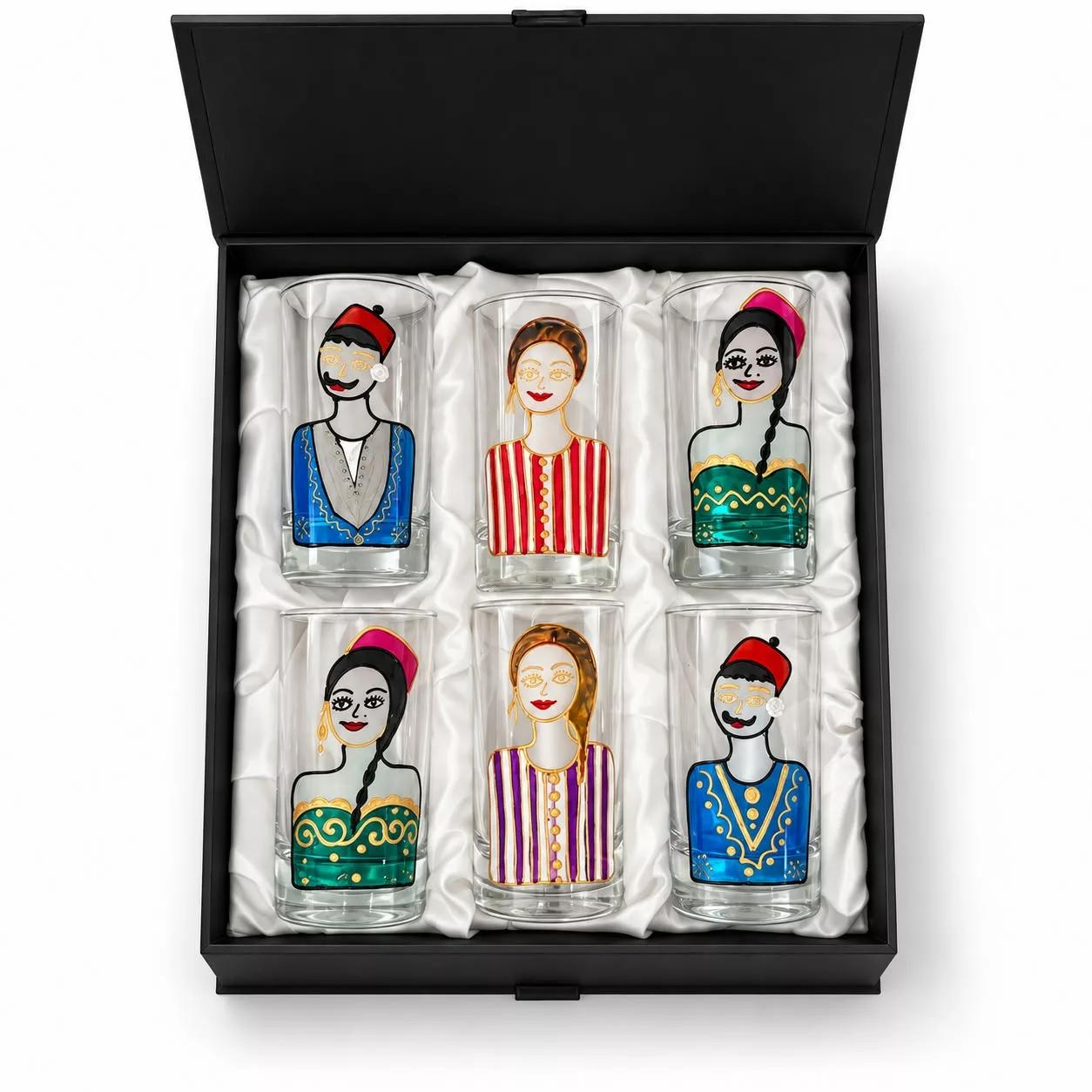 verres “Figures de ” Peints à la main