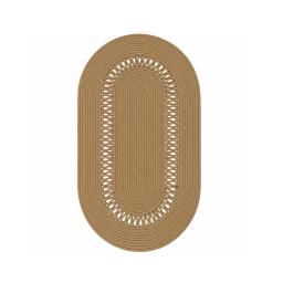 artisanal Tapis ovale en corde tressée camel