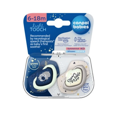 Canpol 2 Sucettes Light Touch 6-18M Symétrique Brille dans le SLEEPY KOALA