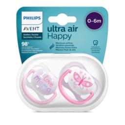 Philips Avent Sucette Ultra Air Happy Fille 0-6 Mois