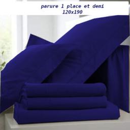 parure de lit 1 place demi 3 pièces 120×190 bleue