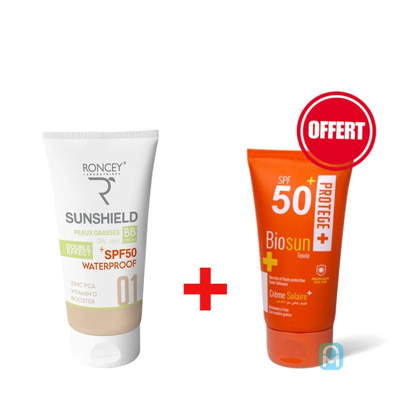 Roncey Sunshield Solaire SPF50+ Teinté 01 Peaux Grasses + Biosun Solaire