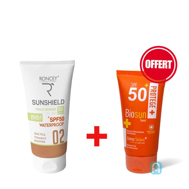 Roncey Sunshield Solaire SPF50+ Teinté 02 Peaux Grasses + Biosun Solaire