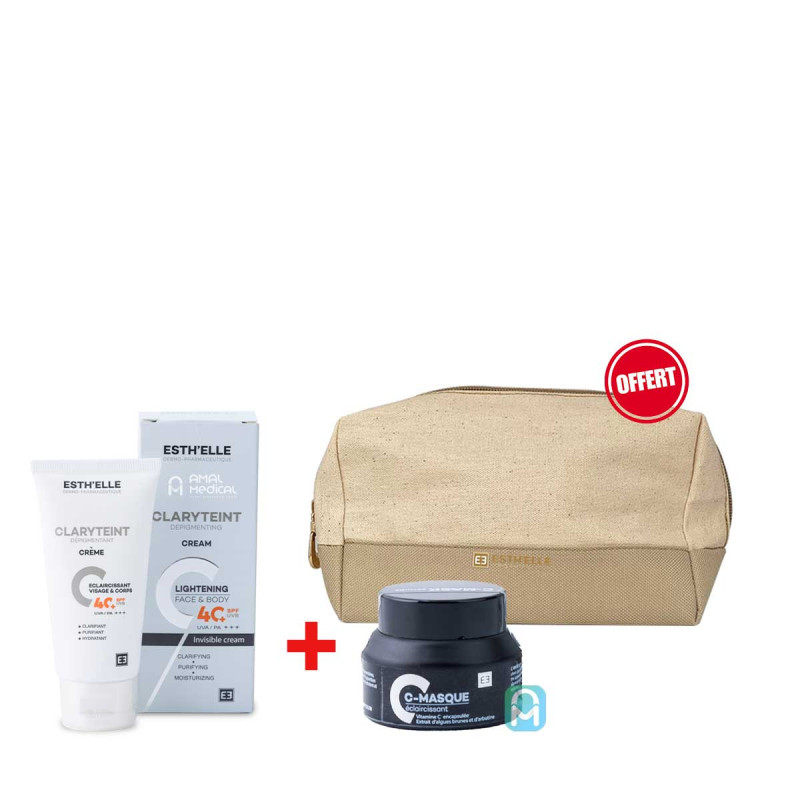 Esth'Elle Claryteint Écran Solaire Spf 40 50gr + Masque Éclaircissant 50gr + Trousse