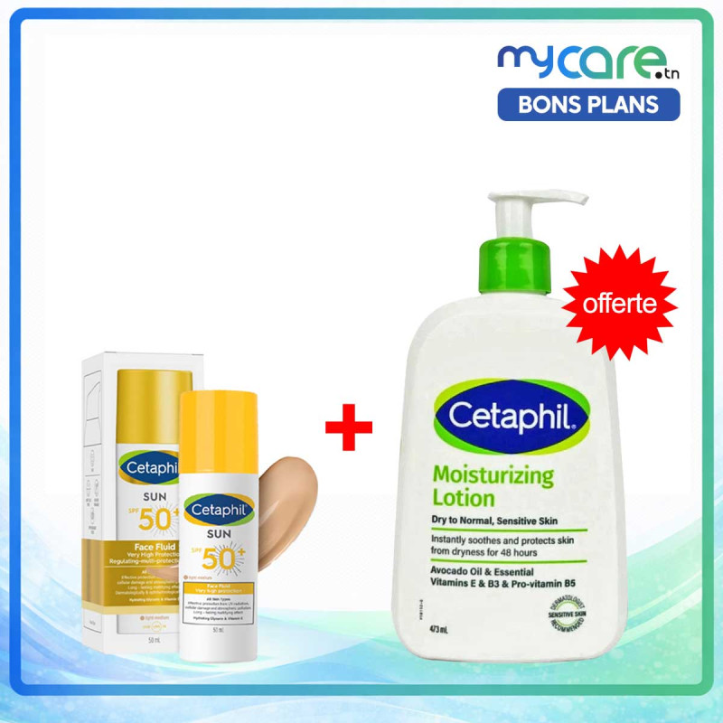 Cetaphil Ecran Solaire Fluid Teinté Spf 50+ + Lotion Hydratante