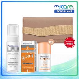 Pharmaceris Mousse Nettoyante W + Crème Spectrum Protect & Fluide Teinté n02 SPF50+