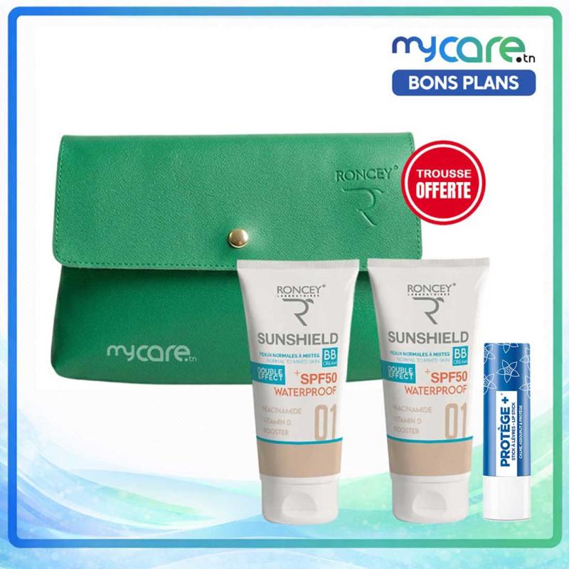 Roncey Sunshield Lot De 2 Crèmes Solaire Teinté 01 Peaux Normales À Mixtes + Trousse