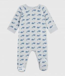 zippé BÉBÉ EN VELOURS IMPRIMÉ BALEINES