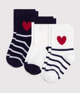 chaussettes BÉBÉ EN COTON RAYURES CŒURS