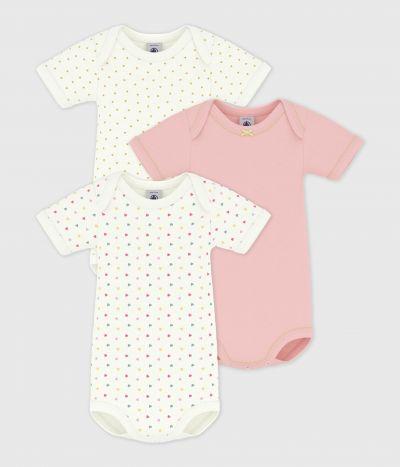 bodies MANCHES COURTES EN COTON IMPRIMÉ MINI CŒUR BÉBÉ