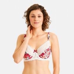 ELENA Soutien-gorge grand maintien ivoire bordeaux