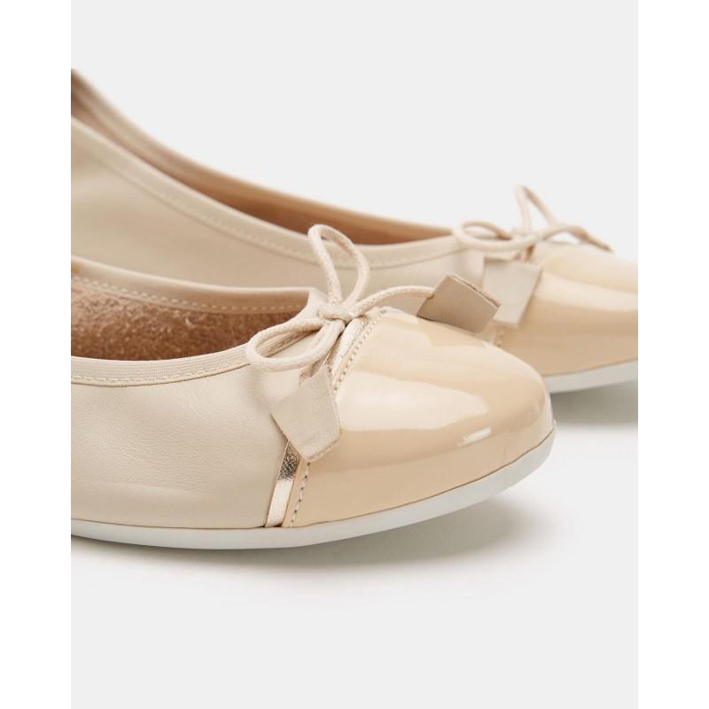 BATA-BALLERINES BEIGES 100% CUIR
