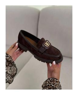 SHOES £ BAGS COLECTION-Mocassins Femme Marron À Bijou