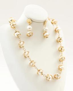 Parure dorée perles nacrées