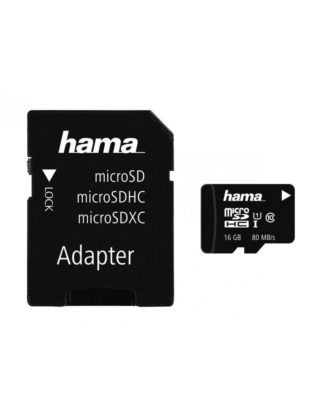 microSDHC Classe 10 UHS-I 80 Mo + Adaptateur Hama